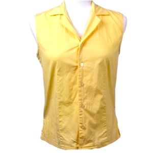 CALVIN KLEIN Yellow Cotton Sleeveless Layer Work Casual Classic Preppy Office S